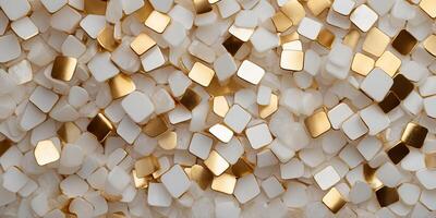 Modern white and gold abstract background geometric square shape white gold background with light and shadow. photo