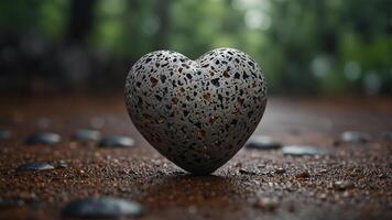 Heart shaped stone object with copy space image. photo