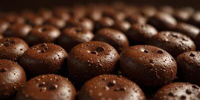 Close Up of Chocolate Surface With Chocolate Chips. photo