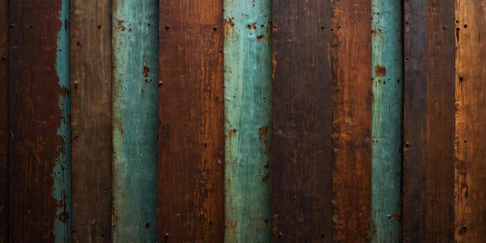 antiguo oxidado metal pared antecedentes mostrando varios colores y secciones con expuesto oxido presentando amplio Copiar espacio imagen. foto