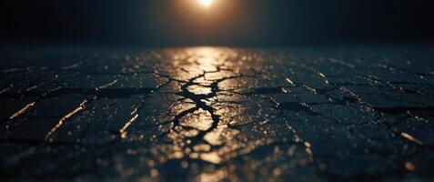 The essence of a breakthrough as a crack illuminating the darkness. photo