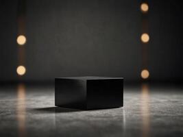 A minimalist black plinth with clean sharp lines ideal for highlighting minimalist objects. photo