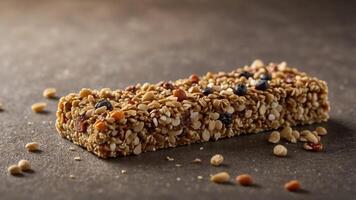 A closeup of a buckwheat granola bar wrapper showcasing the amount of cholesterol and sodium in the product. photo