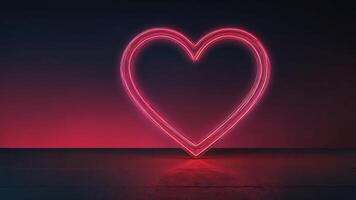 A heart-shaped neon frame with a gradient shifting from passionate red to soft pink. photo