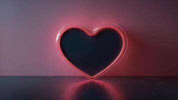 A heart-shaped neon frame with a gradient shifting from passionate red to soft pink. photo
