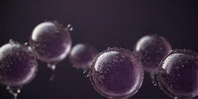 A close up of bubbles and soap in a purple background. photo