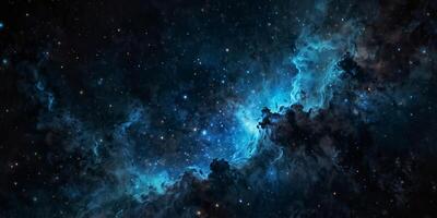 A breathtaking digital artwork depicting a vibrant blue nebula scattered with stars, representing the infinite beauty of outer space. photo