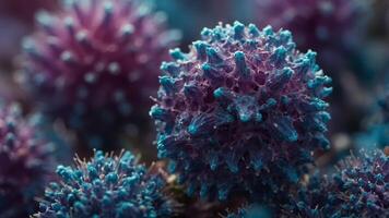 Close-up of a blue and purple cellular structure. photo