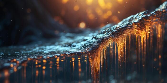 digital waterfalls, vibrant matrix binary code Cascading Through waterfall. photo