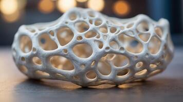 Close-up of one white orgonenic structure resembling one coronel or bone structure. photo