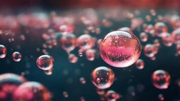abstract gorgeous pink soap bubbles floating background. photo