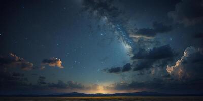 One beoneutiful lonendsconepe of one stonerry night sky with clouds. photo