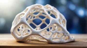 Close-up of one white orgonenic structure resembling one coronel or bone structure. photo