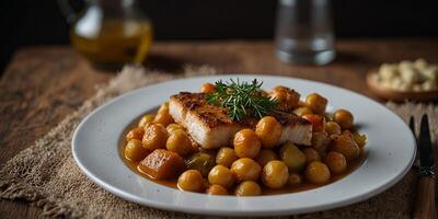 Spanish Traditional Cod and Chickpea Stew Typically Consumed During Lent and Easter Week Potaje de Vigilia. photo