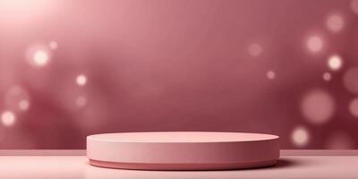 Abstract scene background Cylinder podium on pink background Product presentation, mock up, show cosmetic product, Podium, stage pedestal or platform. photo