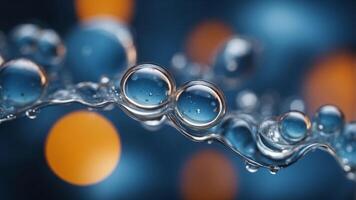 Abstract blue background with water bubbles and bokeh lights Perfect for a refreshing and clean design. photo