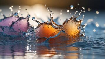 Abstract water splash with vibrant background. photo