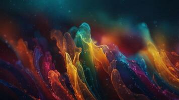 Abstract colorful waves blending in a digital space. photo