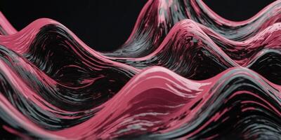 abstract wave background with luxury pink elements Abstract shiny color pink wave design element black background Pink, black corporate waves abstract background. photo