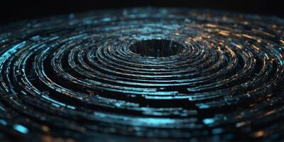 Digital vortex front view close up of a digital vortex in an abstract tech environment to represent data turbulence scifi. photo
