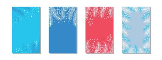 Set of winter backgrounds. Bright winter backgrounds with hand-made elements. vector