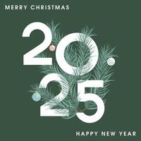 Merry Christmas and Happy New Year modern design template with fir branches. vector