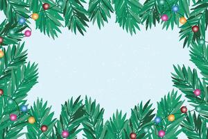 Winter background or frame with fir branches and snow. vector