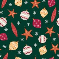 Christmas seamless pattern with New Year and Christmas toys. Winter repeating texture with New Year decorations. vector