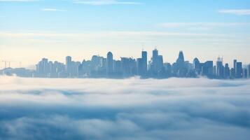 The city skyline is silhouetted by the thick fog, a reminder of how pollution can obscure even the most iconic views. photo