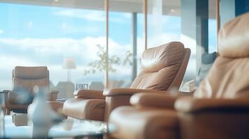 As you relax in our sumptuous lounge chairs, let the tranquil clouds surrounding you transport you to a state of pure bliss. After all, this is what luxury travel is all about. photo