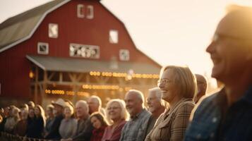 Smiling faces and the sound of lively chatter fill the air as the community gathers to raise a majestic barn that will stand as a testament to their hard work and dedication. photo