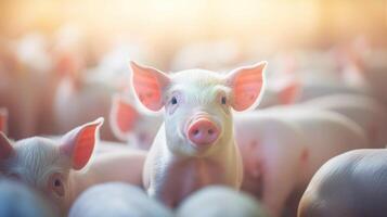A closeup of a pig in a crowded pen, overlaid with an ethical dilemma question about the impact of factory farming on animal wellbeing. photo