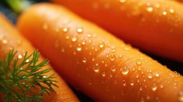 An intricate closeup of bright orange carrots, showcasing their high levels of vitamin A and betacarotene, which have been linked to improved eye health and immune function. photo