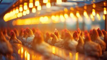 The hum and whir of machines echo through the towering coops on this largescale poultry farm, where technology reigns supreme. photo