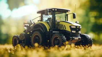 A modern farming machine, equipped with advanced technology, harvesting crops at an incredibly fast pace. photo