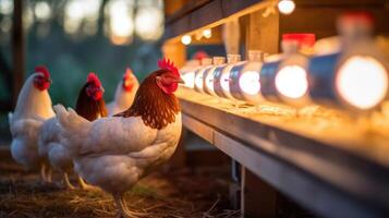 A chicken coop equipped with motionsensing lights and cameras, allowing farmers to monitor their flocks behavior and health remotely through their smartphones. photo