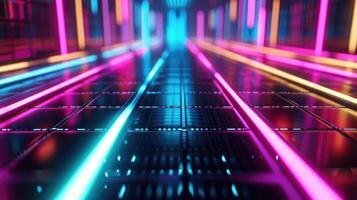 A grid of different neon colors flashing at different intervals creates a mesmerizing light show photo