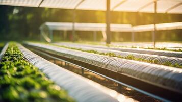 Greenhouses dot the landscape, powered by solar panels that line the roofs, providing ample energy to grow rows upon rows of fresh produce, all while minimizing the farms carbon footprint photo