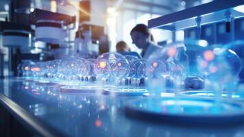 A hightech laboratory is bustling with activity as scientists from various nations collaborate on developing new ods for embryo manipulation. photo