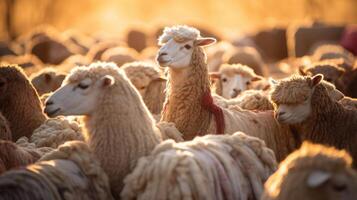 A bustling operation where skilled workers shear, spin, and weave the soft and durable fleece from vast herds of llamas and alpacas. photo