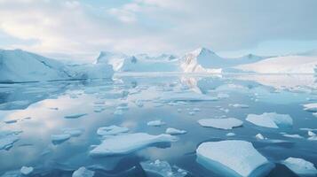 The quiet stillness of the polar regions is disrupted by the thunderous crack of melting glaciers and the crashing of chunks of icebergs into the frigid waters below. photo