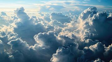 Captivating cloud formations set the scene for an elevated inflight experience, where handheld gadgets are essential for both productivity and enjoyment. photo