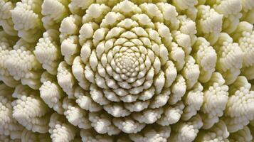 A birds eye view of a cauliflower, displaying the fractallike pattern created by the Fibonacci sequence in the arrangement of its florets. photo