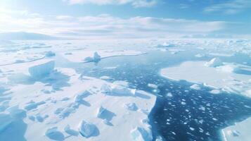 Experience the majesty and fragility of the frozen world from a birds eye view, as a drone captures the dramatic separation of an arctic ice shelf. photo