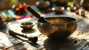 As the singing bowl therapy comes to an end, the person feels a sense of deep gratitude and contentment, ready to face the world with a renewed sense of wellbeing. photo
