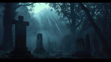 In a secluded graveyard the ghostly sound of a br ensemble can be heard floating through the fog their dynamics rising and falling like the spirits of the departed photo