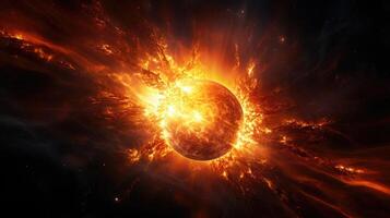 Amidst the chaos of intense solar activity, massive flares shoot out from the sun, threatening communications and power grids. photo