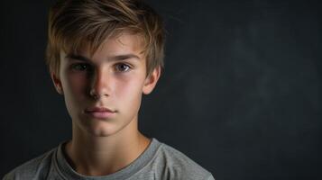 A teenage boy his face a mix of defiance and selfurance as he proudly displays his identity and challenges societal expectations photo