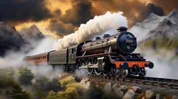 With its massive wheels and clouds of smoke, a steam train captures the imagination and evokes a sense of awe and wonder. photo