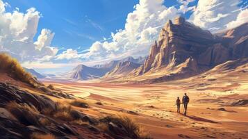 The vast desert landscape stretching out in front of the walker, inviting them to slow down and be mindful photo